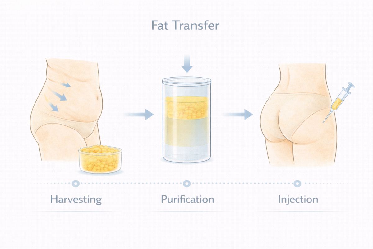 Diagram fat transfer Korea pengambilan pemurnian dan reinjeksi