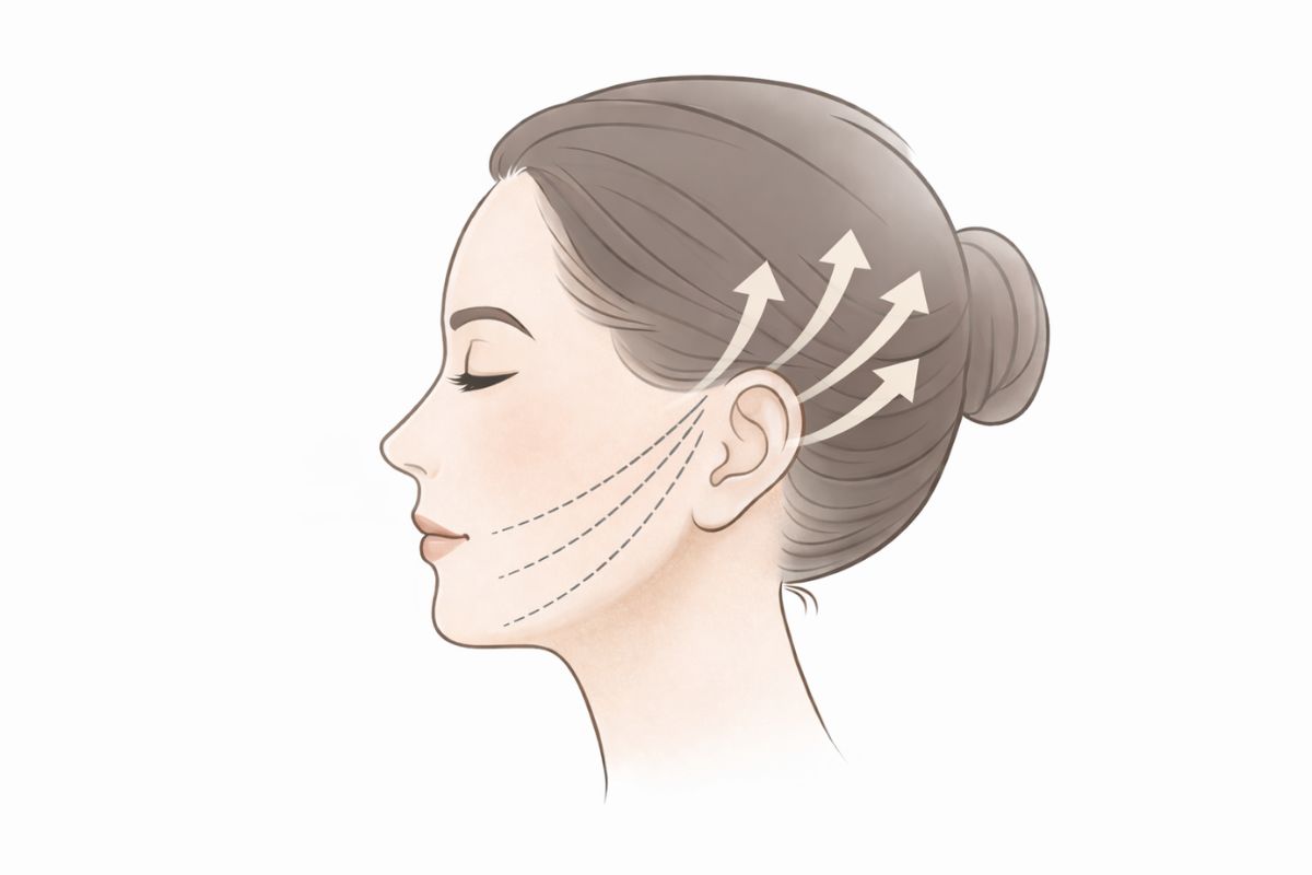 Metode thread lift Korea arah pengangkatan benang